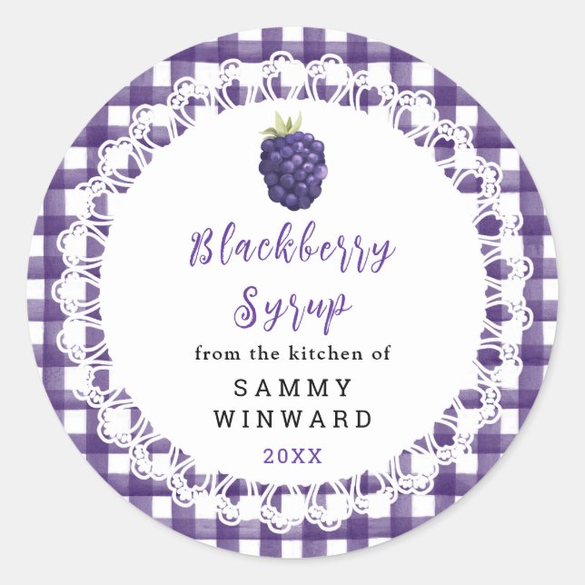 Pegatina Redonda Homemade Blackberry Syrup Label (Anverso)