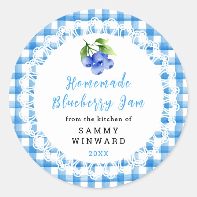 Pegatina Redonda Homemade Blueberry Jam Label (Anverso)