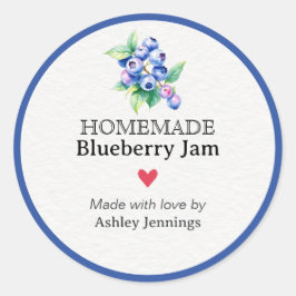 Pegatina Redonda Homemade Blueberry Jam Label | Custom Sticker