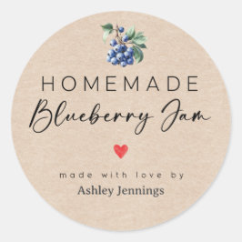 Pegatina Redonda Homemade Blueberry Jam Labels | Made with Love