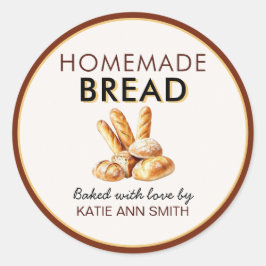 Pegatina Redonda Homemade Bread Stickers | Baked with Love Labels