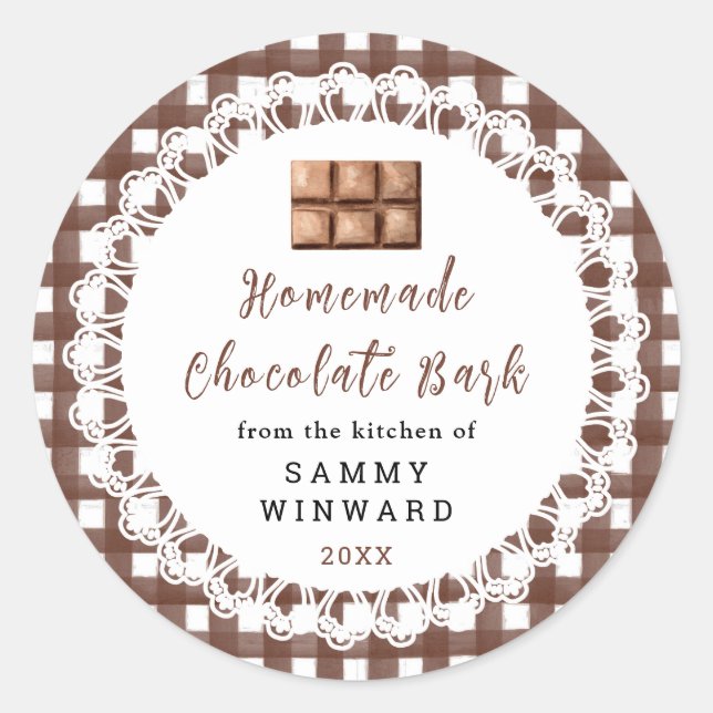 Pegatina Redonda Homemade Chocolate Bark Label (Anverso)
