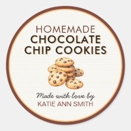 Pegatina Redonda Homemade Chocolate Chip Cookie Label Stickers