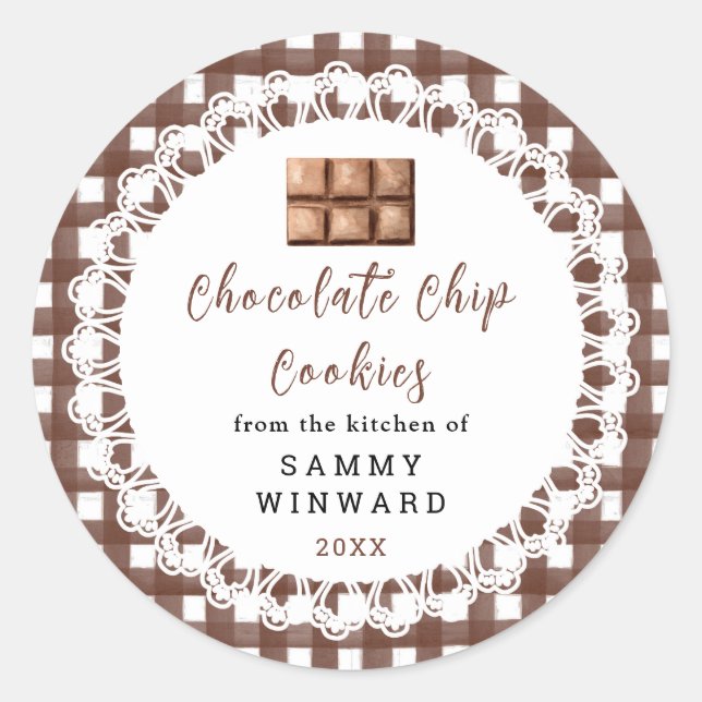 Pegatina Redonda Homemade Chocolate Chip Cookies Label (Anverso)