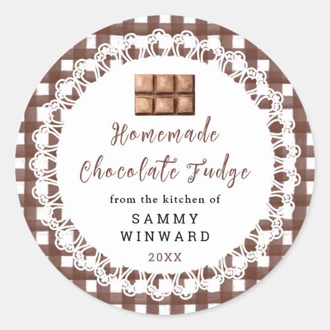 Pegatina Redonda Homemade Chocolate Fudge Label (Anverso)