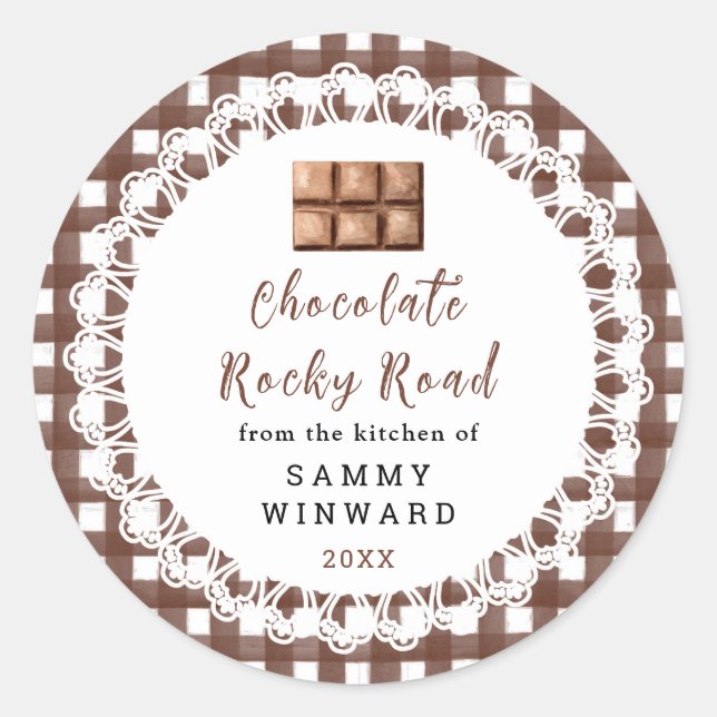 Pegatina Redonda Homemade Chocolate Rocky Road Label (Anverso)