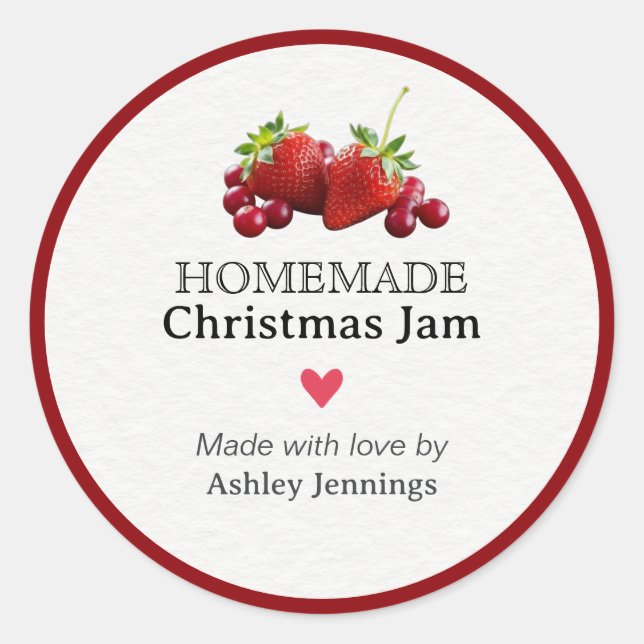 Pegatina Redonda Homemade Christmas Jam Label | Custom Sticker (Anverso)