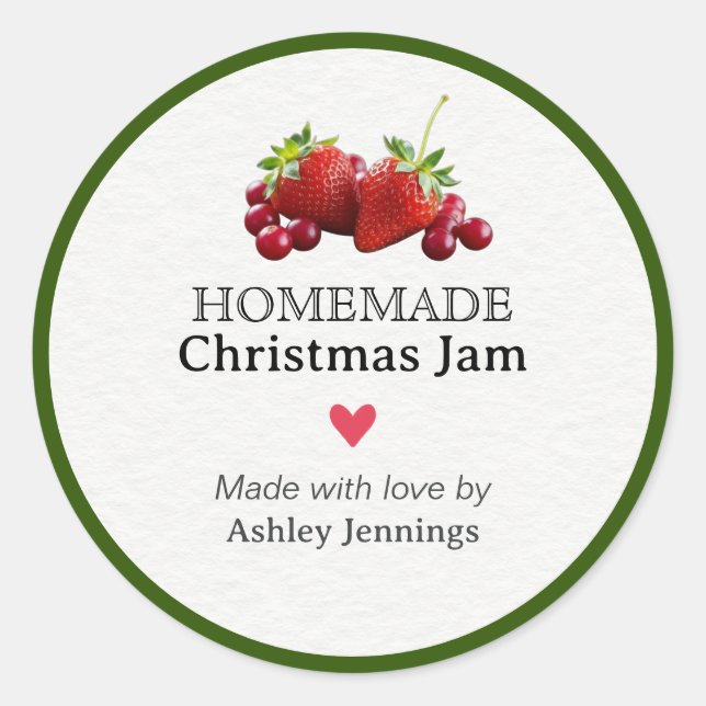 Pegatina Redonda Homemade Christmas Jam Label | Custom Sticker (Anverso)