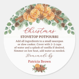 Pegatina Redonda Homemade Christmas Stovetop Potpourri Recipe