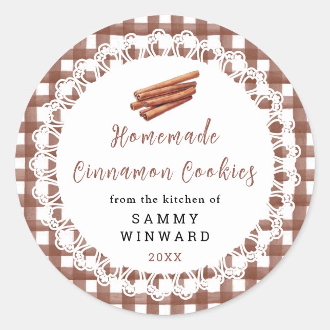 Pegatina Redonda Homemade Cinnamon Cookies Label (Anverso)