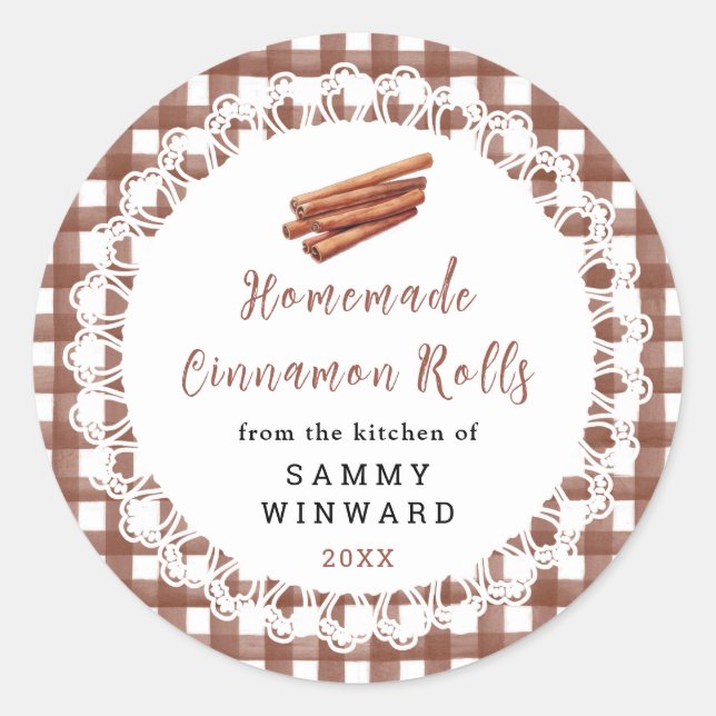 Pegatina Redonda Homemade Cinnamon Rolls Label (Anverso)