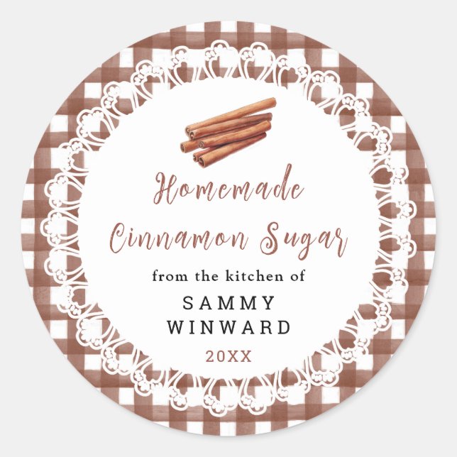 Pegatina Redonda Homemade Cinnamon Sugar Label (Anverso)