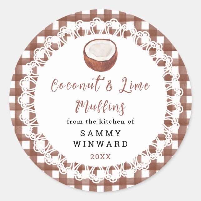 Pegatina Redonda Homemade Coconut and Lime Muffins Label (Anverso)