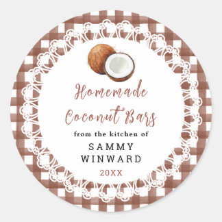 Pegatina Redonda Homemade Coconut Bars Label