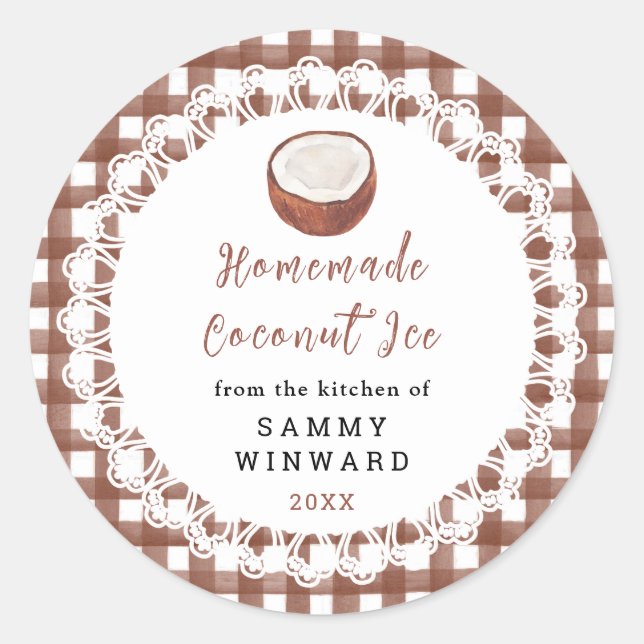 Pegatina Redonda Homemade Coconut Ice Label (Anverso)