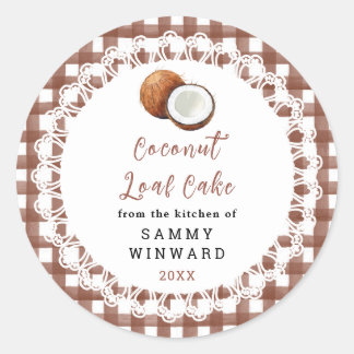 Pegatina Redonda Homemade Coconut Loaf Cake Label