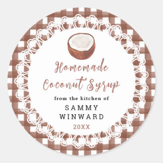 Pegatina Redonda Homemade Coconut Syrup Label