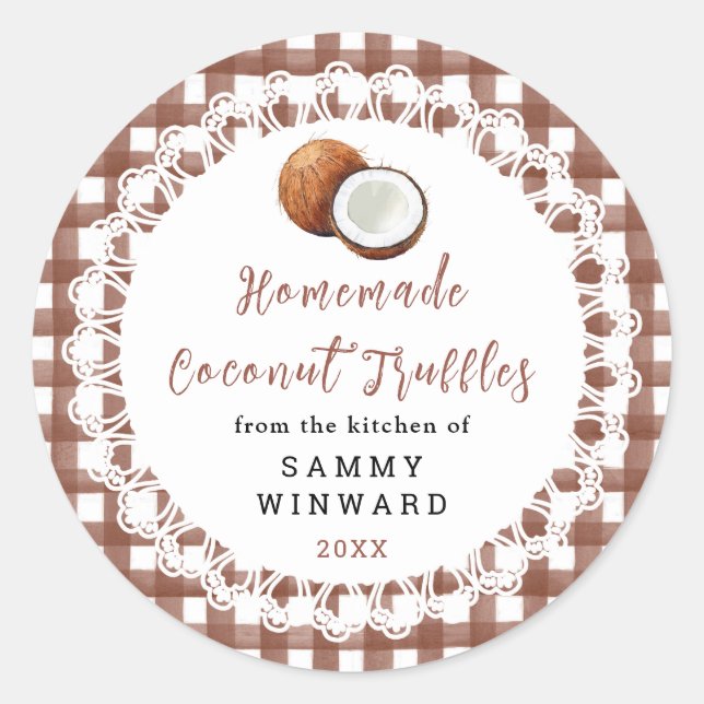 Pegatina Redonda Homemade Coconut Truffles Label (Anverso)