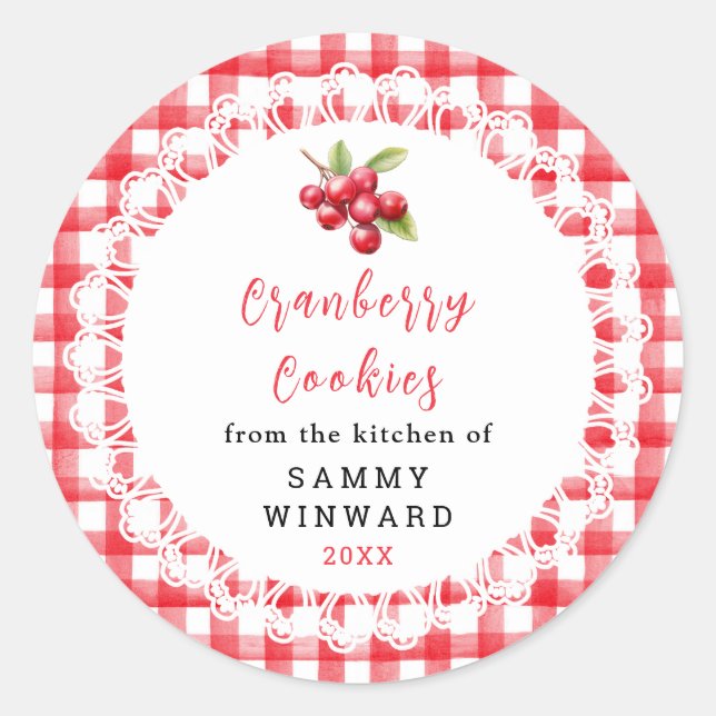 Pegatina Redonda Homemade Cranberry Cookie Label (Anverso)