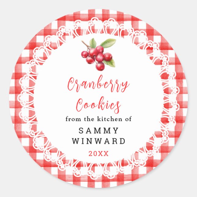 Pegatina Redonda Homemade Cranberry Cookies Label (Anverso)