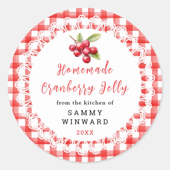 Pegatina Redonda Homemade Cranberry Jelly Label (Anverso)