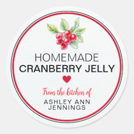 Pegatina Redonda Homemade Cranberry Jelly Label | Holiday Canning