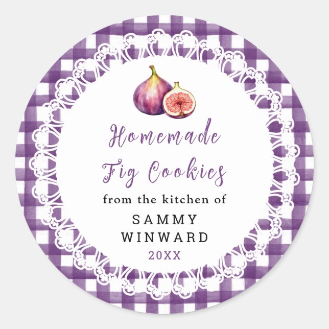 Pegatina Redonda Homemade Fig Cookie Label (Anverso)