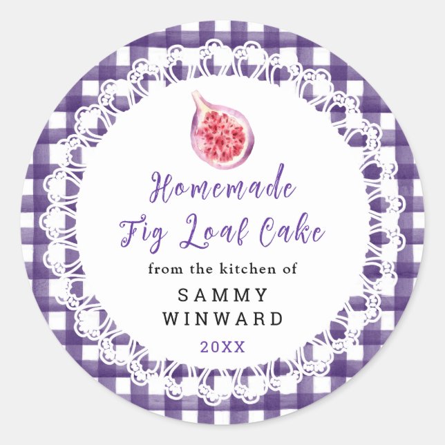 Pegatina Redonda Homemade Fig Loaf Cake Label (Anverso)