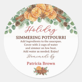 Pegatina Redonda Homemade Holiday Simmering Potpourri Recipe