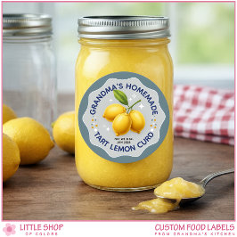 Pegatina Redonda Homemade Lemon Curd Canning Jar Labels