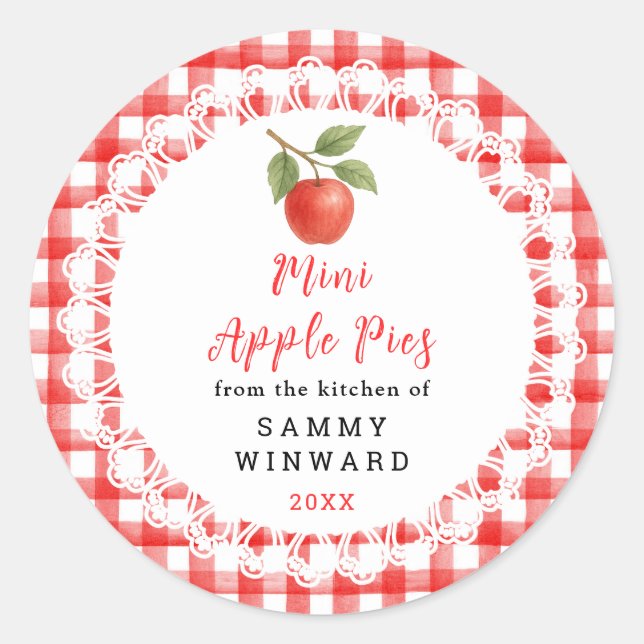 Pegatina Redonda Homemade Mini Apple Pies Label (Anverso)