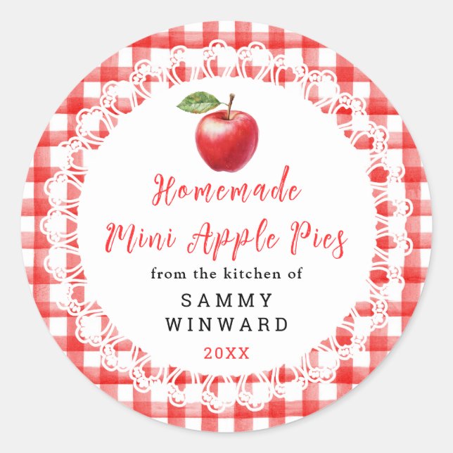 Pegatina Redonda Homemade Mini Apple Pies Label (Anverso)