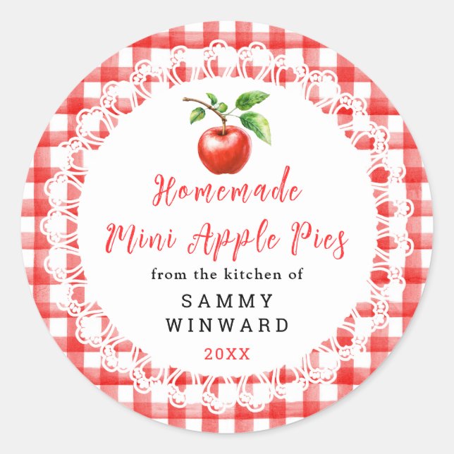 Pegatina Redonda Homemade Mini Apple Pies Label (Anverso)