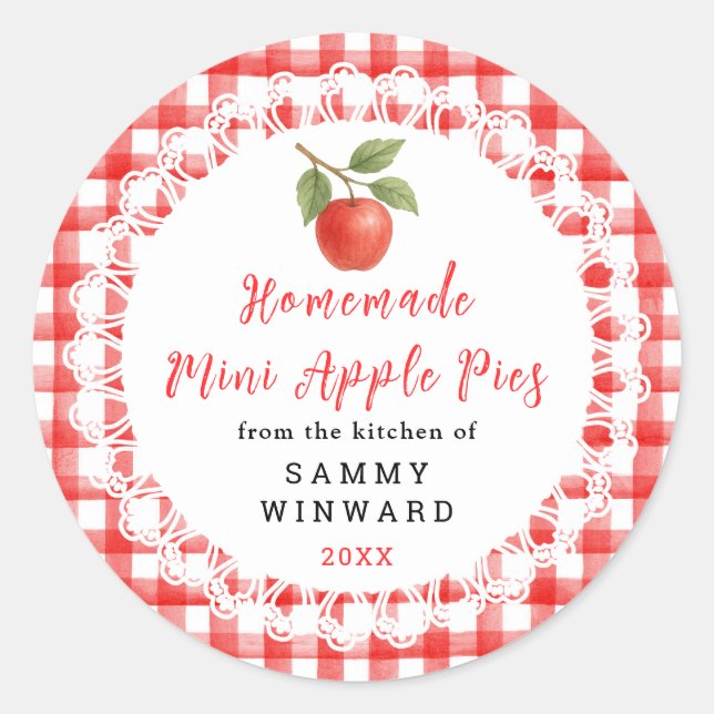Pegatina Redonda Homemade Mini Apple Pies Label (Anverso)