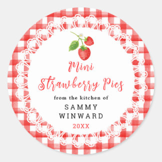 Pegatina Redonda Homemade Mini Strawberry Pies Label