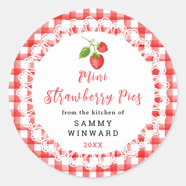 Pegatina Redonda Homemade Mini Strawberry Pies Label (Anverso)