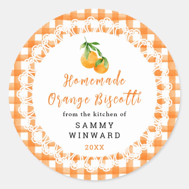 Pegatina Redonda Homemade Orange Biscotti Label (Anverso)