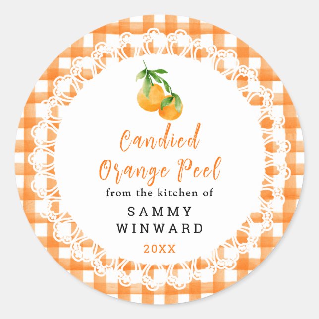 Pegatina Redonda Homemade Orange Candied Peel Label (Anverso)