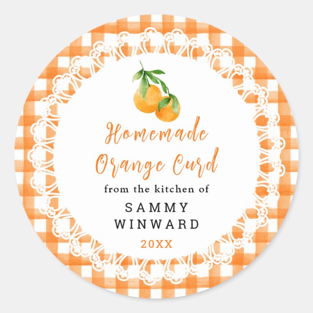 Pegatina Redonda Homemade Orange Curd Label (Anverso)