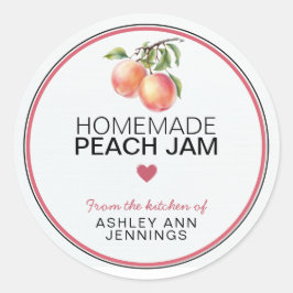 Pegatina Redonda Homemade Peach Jam Label Peaches Canning Stickers