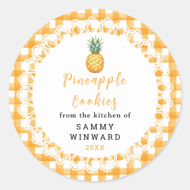Pegatina Redonda Homemade Pineapple Cookie Label (Anverso)