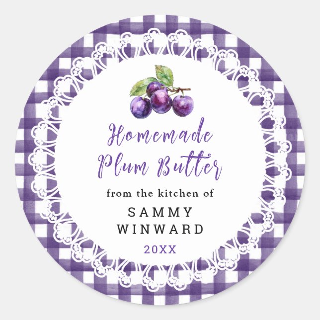 Pegatina Redonda Homemade Plum Butter Label (Anverso)