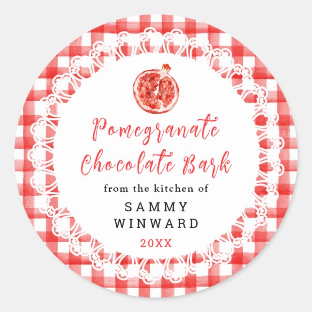 Pegatina Redonda Homemade Pomegranate Chocolate Bark Label (Anverso)