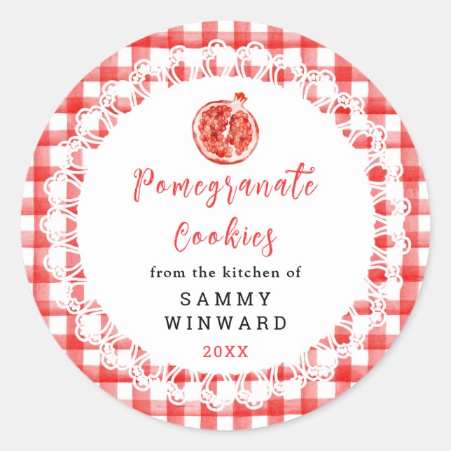 Pegatina Redonda Homemade Pomegranate Cookies Label (Anverso)