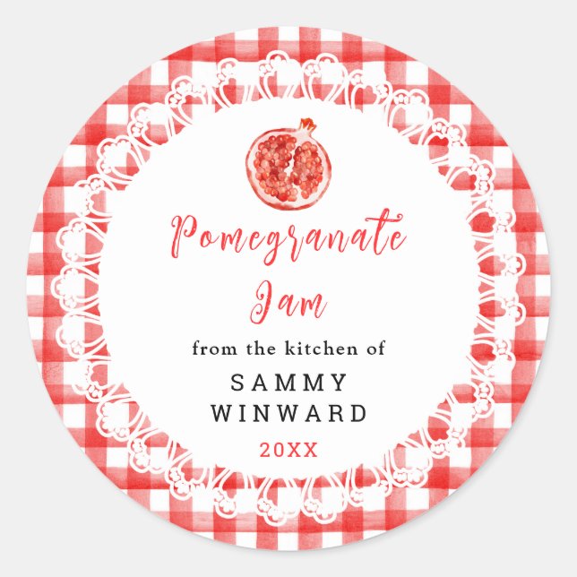 Pegatina Redonda Homemade Pomegranate Jam Label (Anverso)