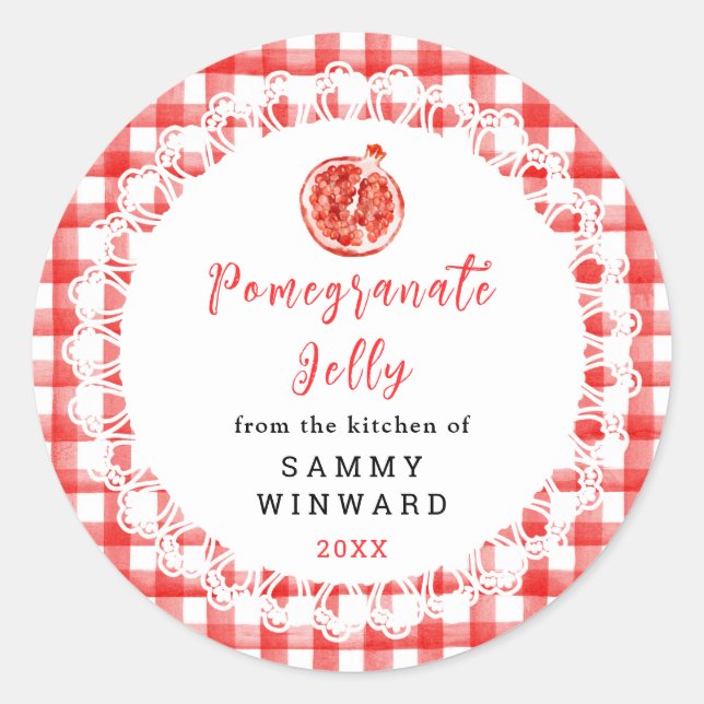 Pegatina Redonda Homemade Pomegranate Jelly Label (Anverso)