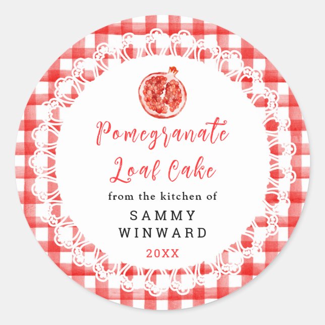 Pegatina Redonda Homemade Pomegranate Loaf Cake Label (Anverso)