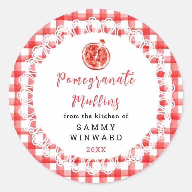 Pegatina Redonda Homemade Pomegranate Muffins Label (Anverso)