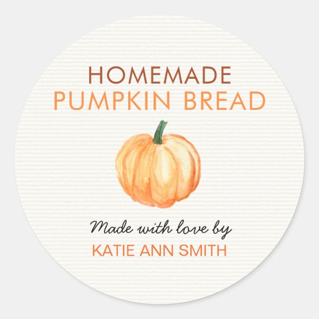 Pegatina Redonda Homemade Pumpkin Bread Label Product Sticker (Anverso)