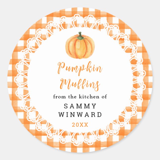 Pegatina Redonda Homemade Pumpkin Muffins Label (Anverso)